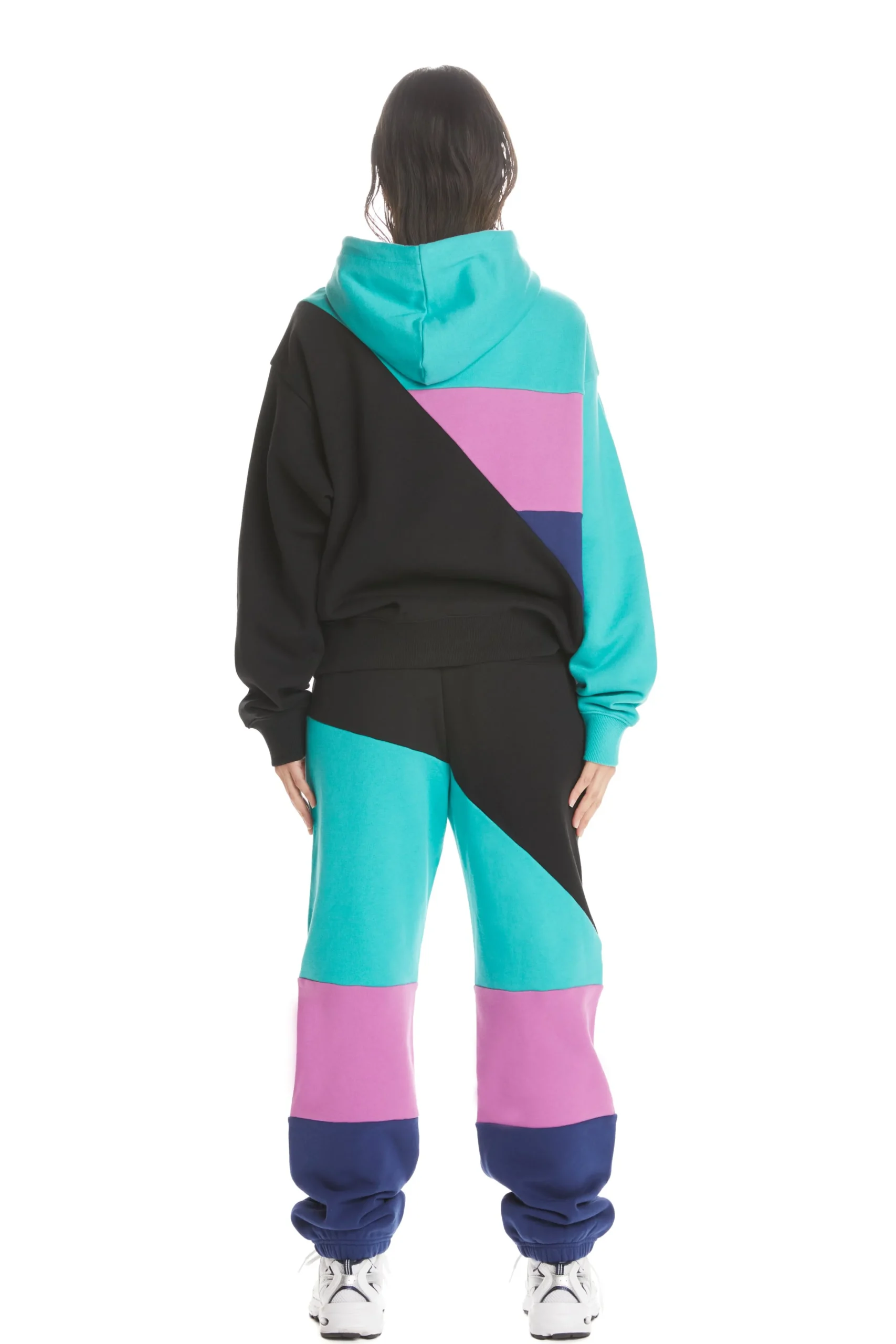 Asymmetric Color Block Hoodie-Teddy Fresh Best Sale