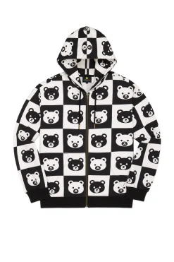 Bear Check Zip Hoodie-Teddy Fresh Best