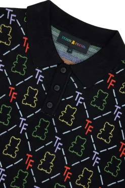 Bear Jacquard Polo Sweater-Teddy Fresh Hot