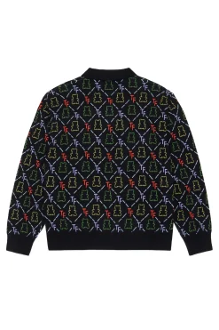 Bear Jacquard Polo Sweater-Teddy Fresh Hot