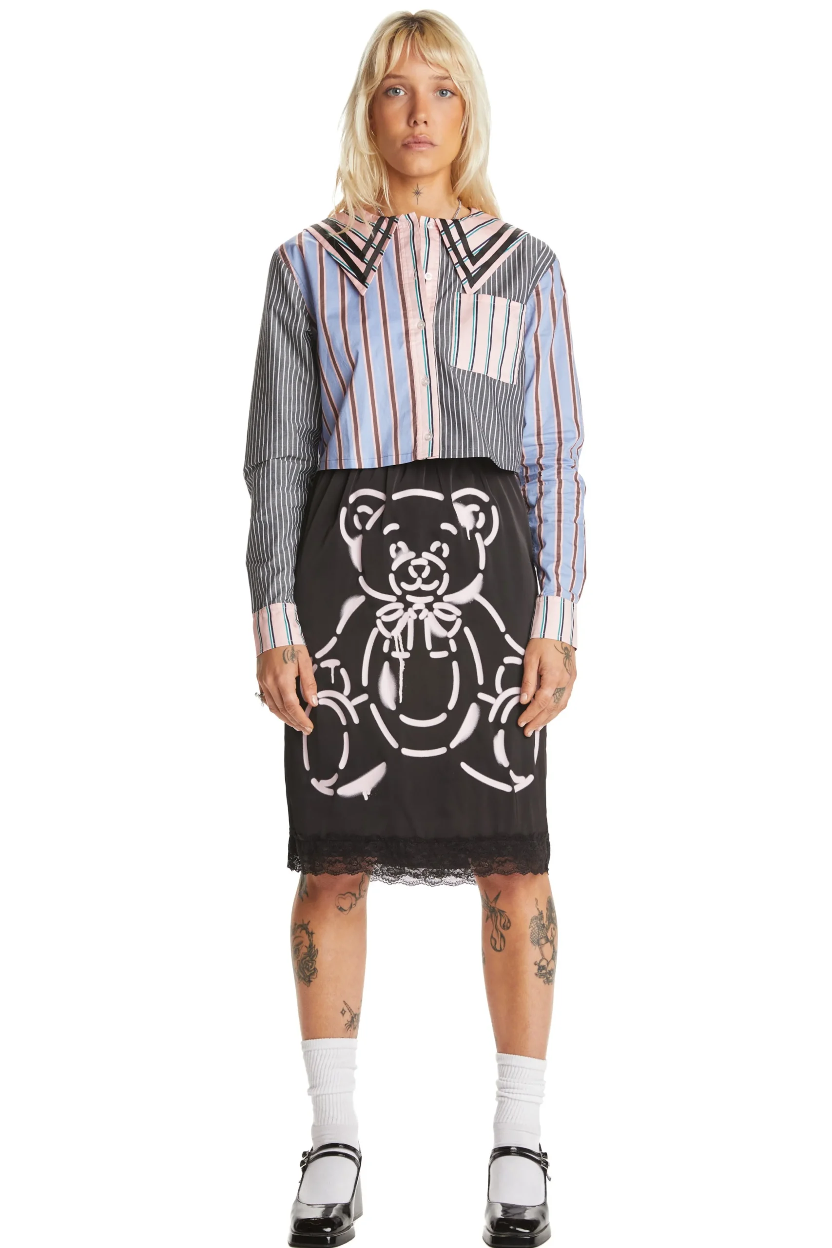 Bear Lace Satin Skirt-Teddy Fresh Best