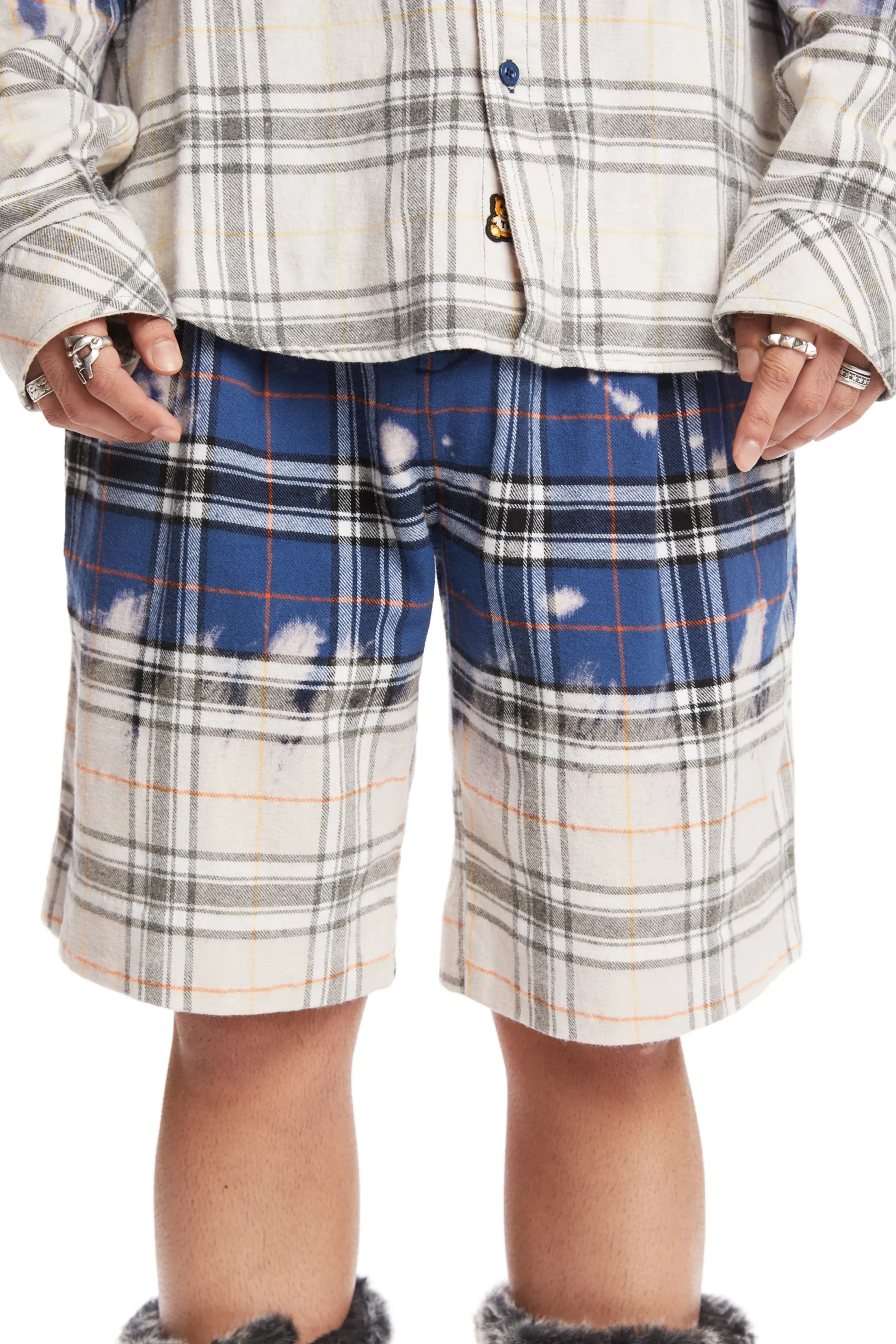 Bleached Flannel Shorts-Teddy Fresh Best