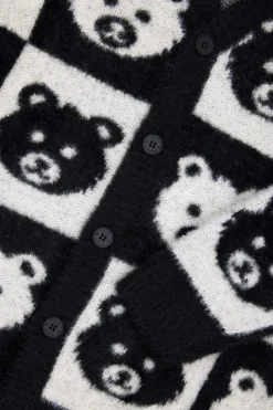Checkered Bear Cardigan-Teddy Fresh Fashion