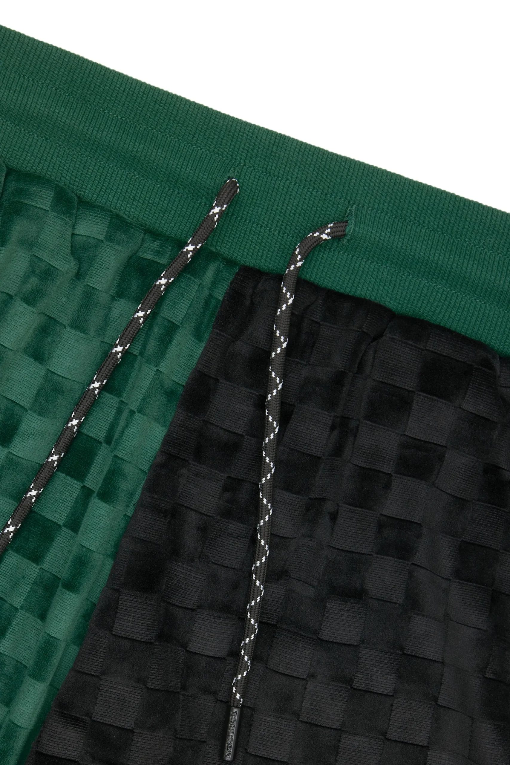 Embossed Checker Velour Shorts-Teddy Fresh Outlet