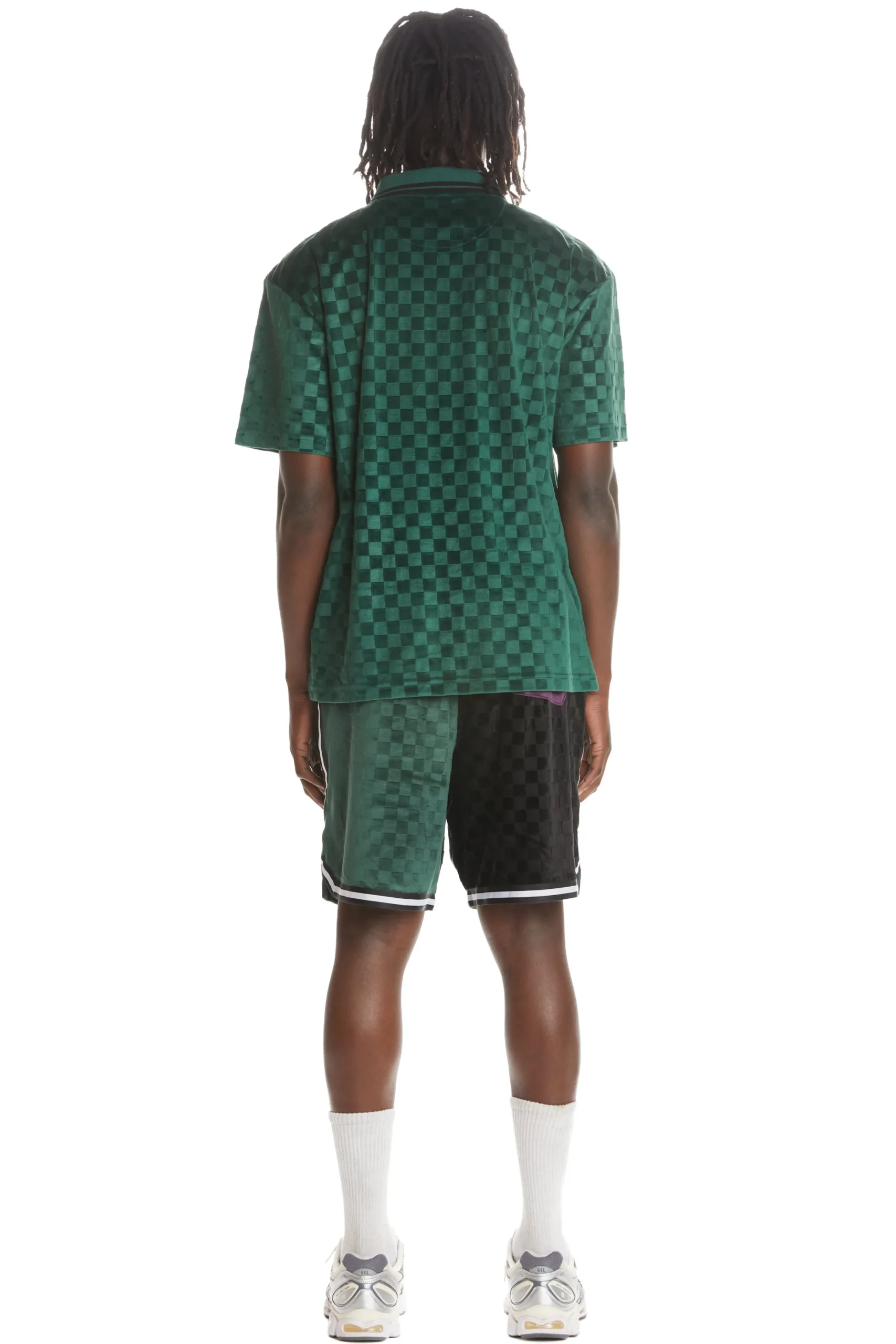 Embossed Checker Velour Shorts-Teddy Fresh Outlet