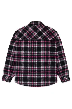 Fuzzy Plaid Snap Shacket-Teddy Fresh New