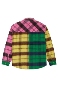 Fuzzy Plaid Snap Shacket-Teddy Fresh New