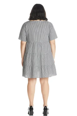 Gingham Button Dress-Teddy Fresh New