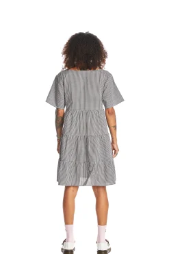 Gingham Button Dress-Teddy Fresh New
