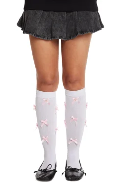 Knee High Bow Socks-Teddy Fresh New