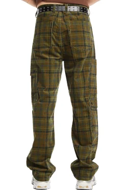 Plaid Corduroy Cargo Pants-Teddy Fresh Shop