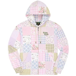 Quilt Print Zip Hoodie-Teddy Fresh Clearance