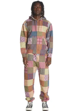 Quilt Print Zip Hoodie-Teddy Fresh Clearance