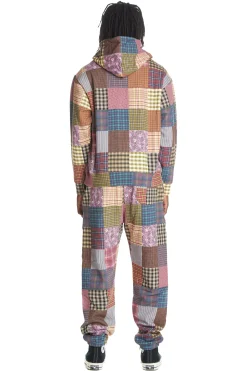 Quilt Print Zip Hoodie-Teddy Fresh Clearance