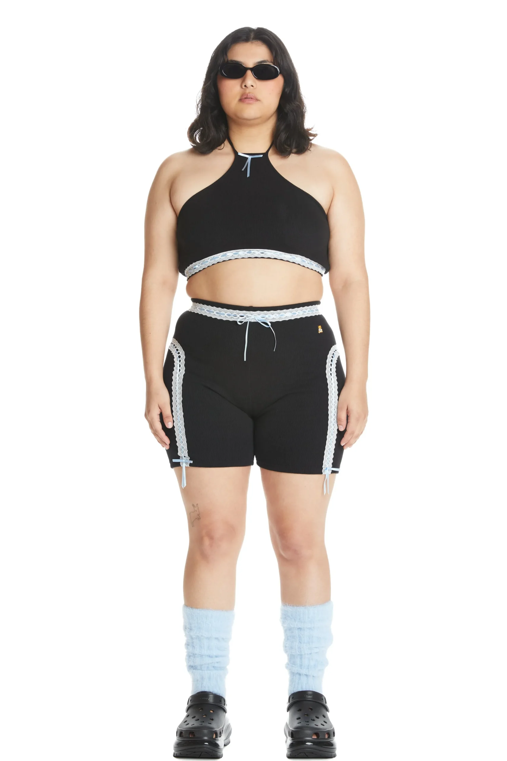 Ribbon Ribbed Bike Shorts-Teddy Fresh Shop