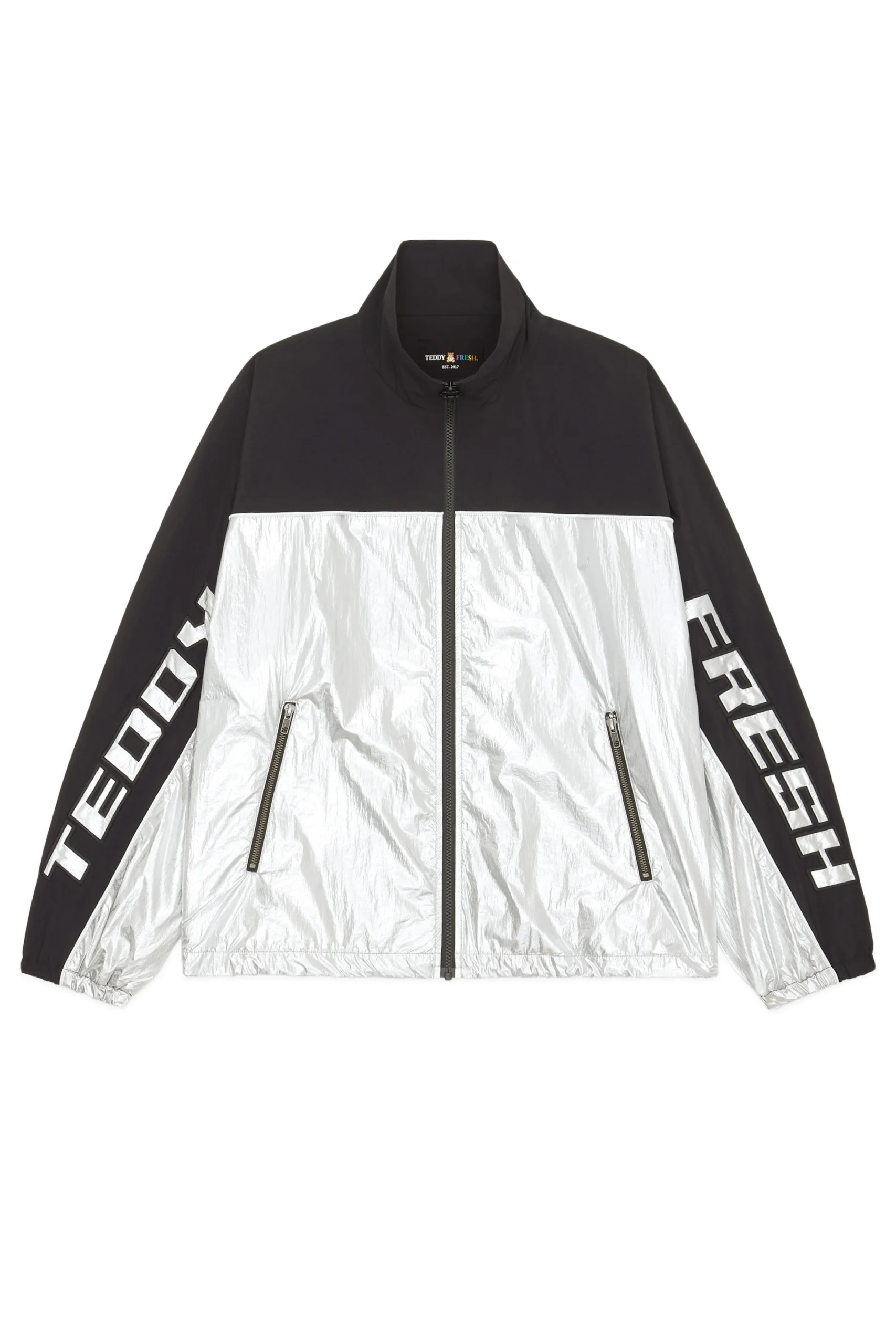 Silver Panel Track Jacket-Teddy Fresh Flash Sale