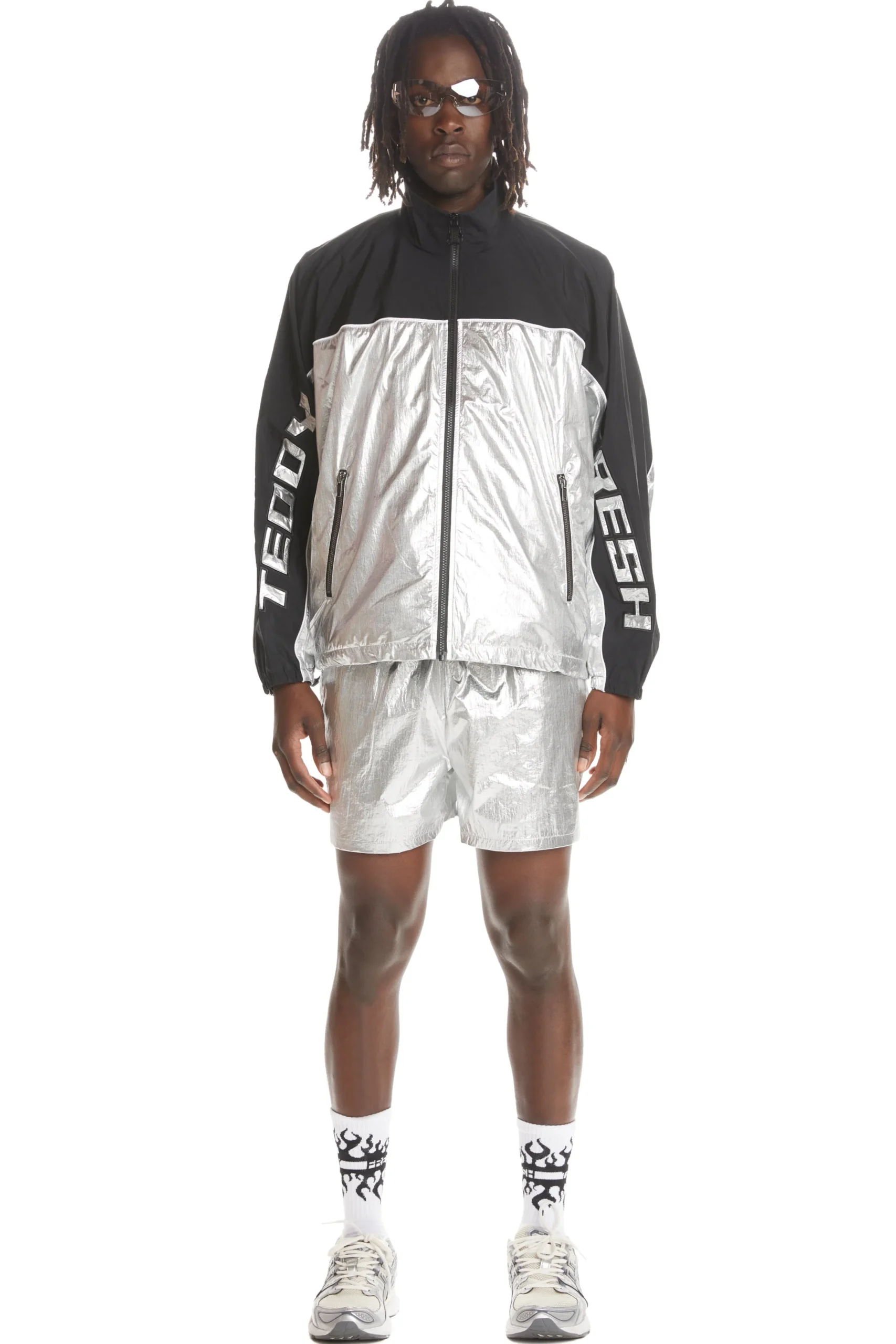 Silver Panel Track Jacket-Teddy Fresh Flash Sale