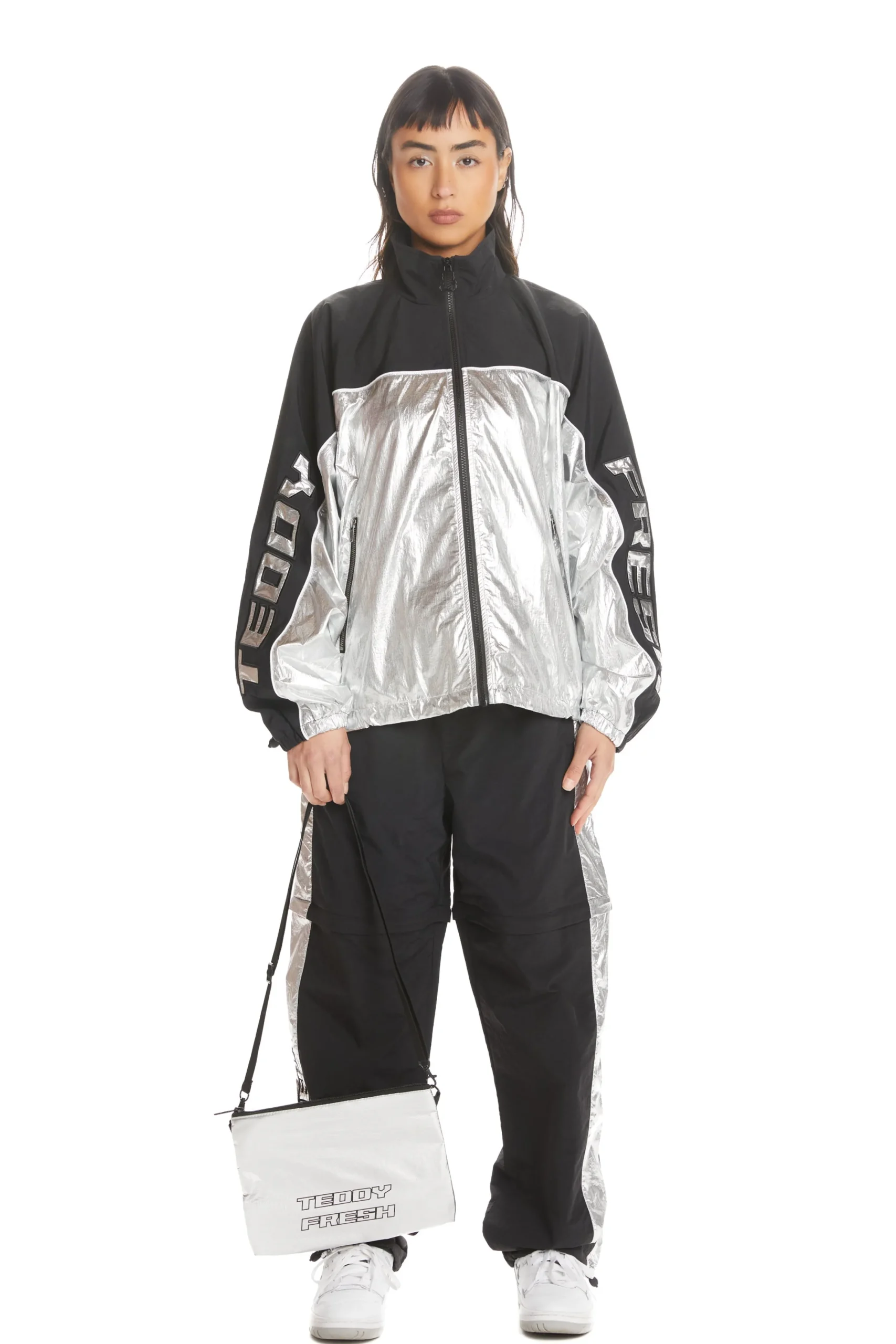Silver Panel Track Jacket-Teddy Fresh Flash Sale