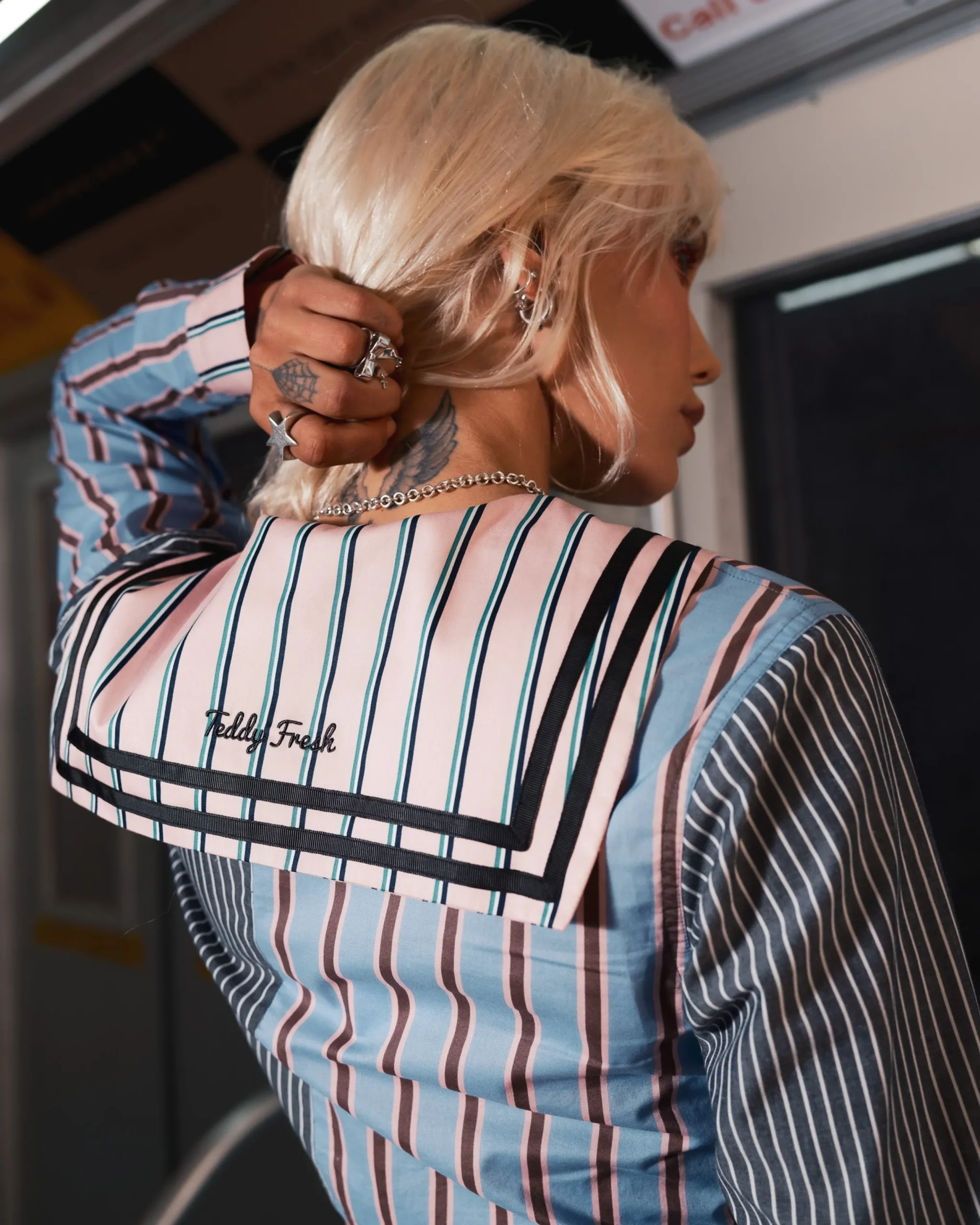 Stripe Mix Sailor Shirt-Teddy Fresh Clearance