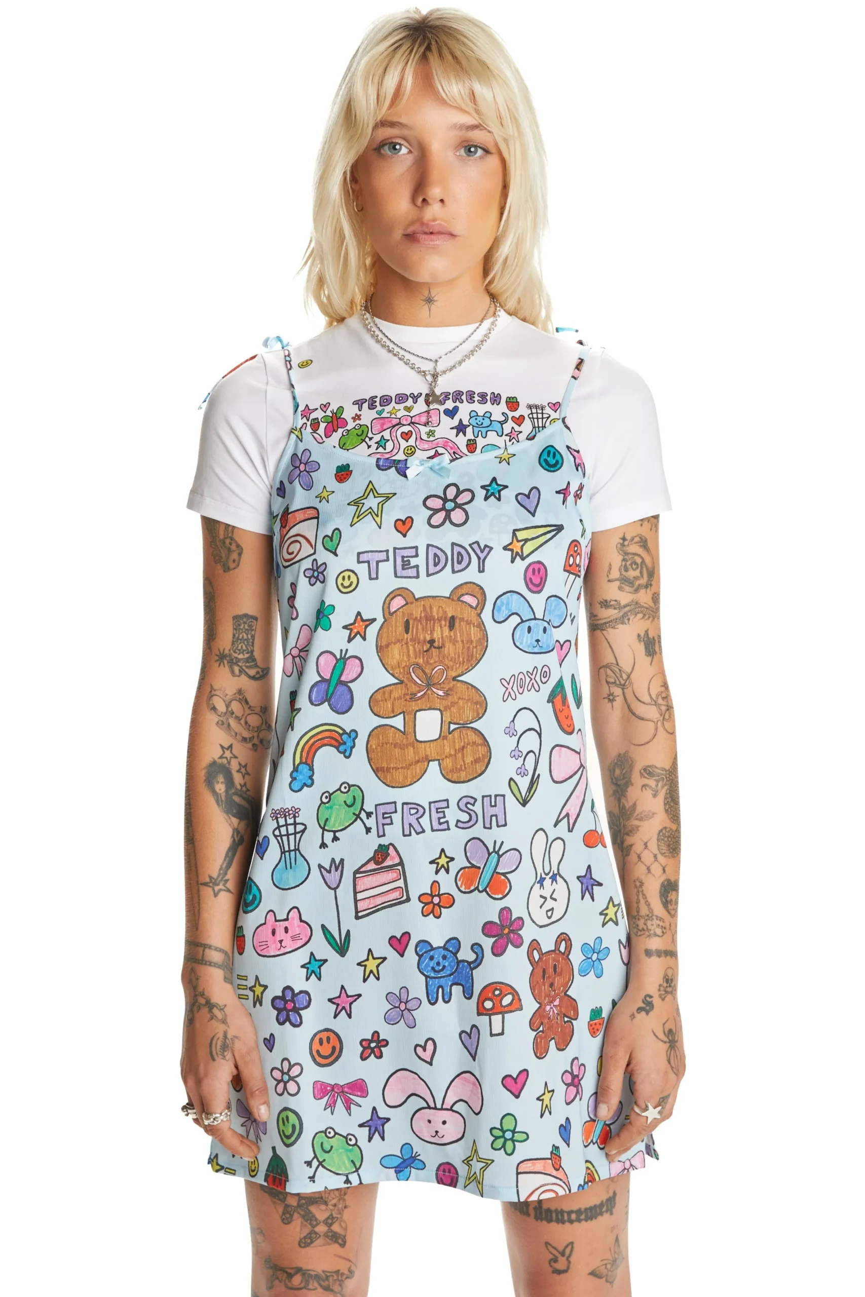 TF X Blo_oberry Sketchbook Satin Dress-Teddy Fresh Outlet